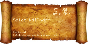 Solcz Nándor névjegykártya